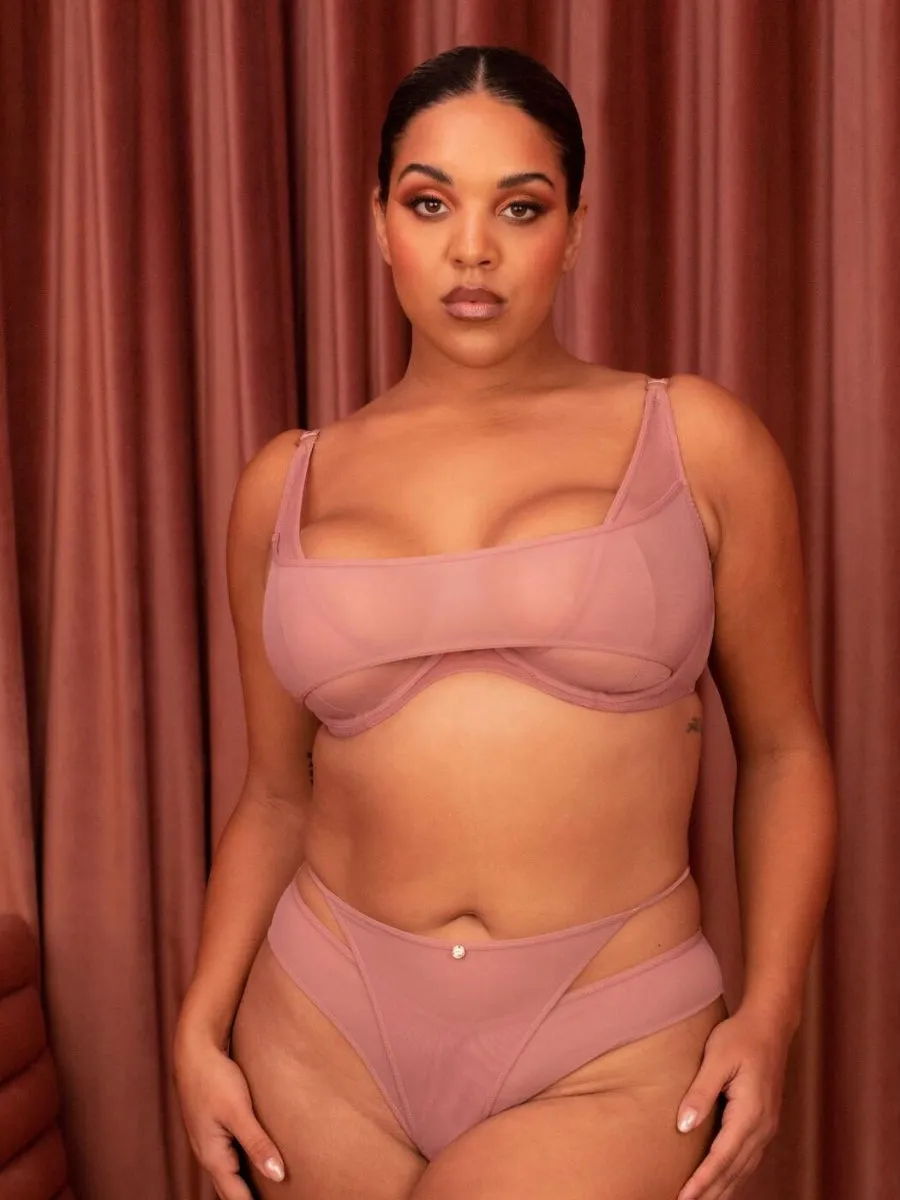 Peep Show Deep Plunge Bra - Dusty Rose