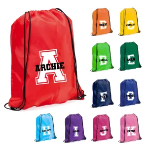 Personalised Large Initial & Name Drawstring Bag