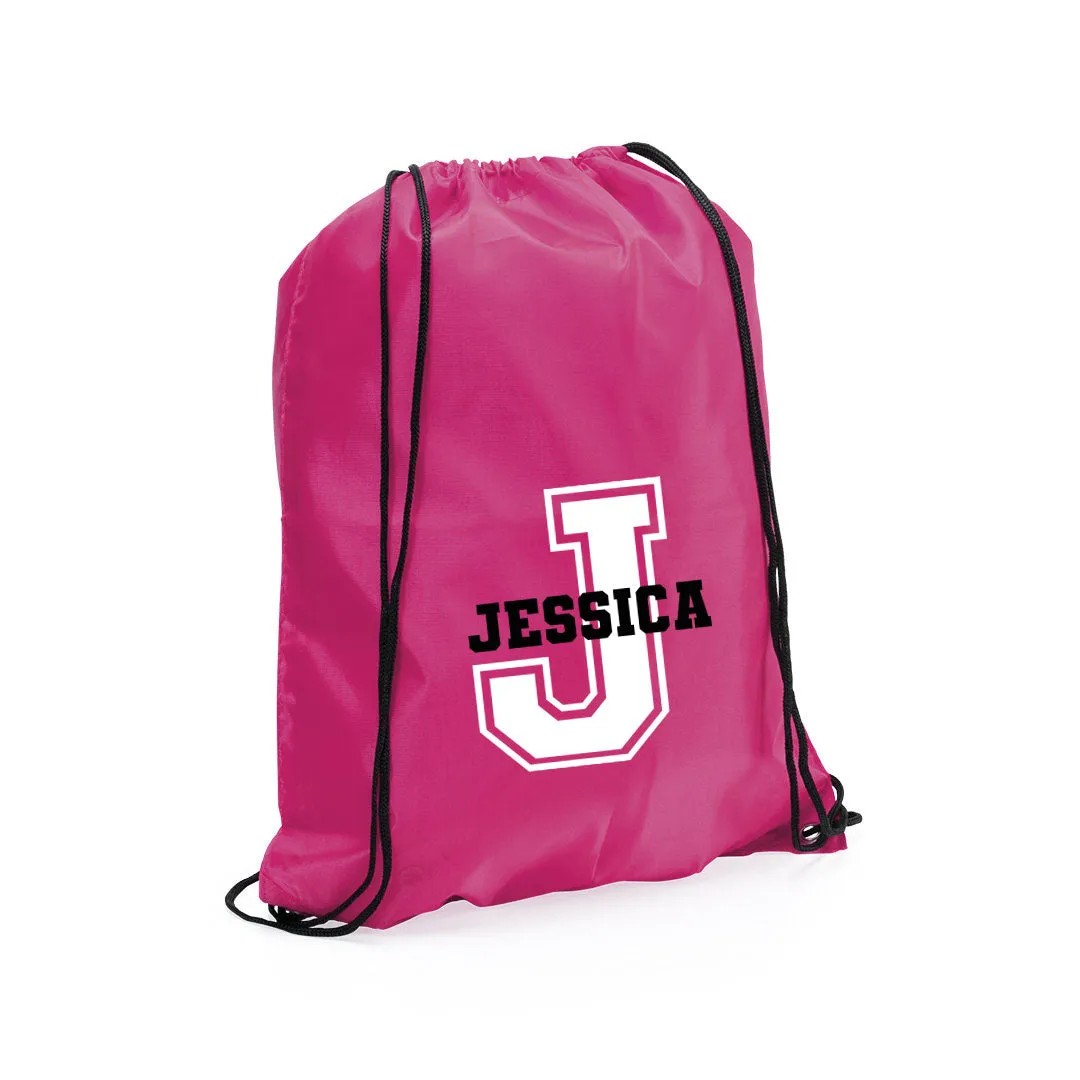 Personalised Large Initial & Name Drawstring Bag