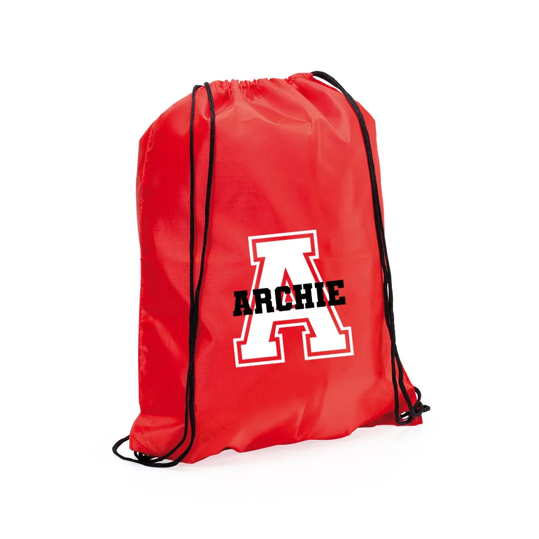 Personalised Large Initial & Name Drawstring Bag