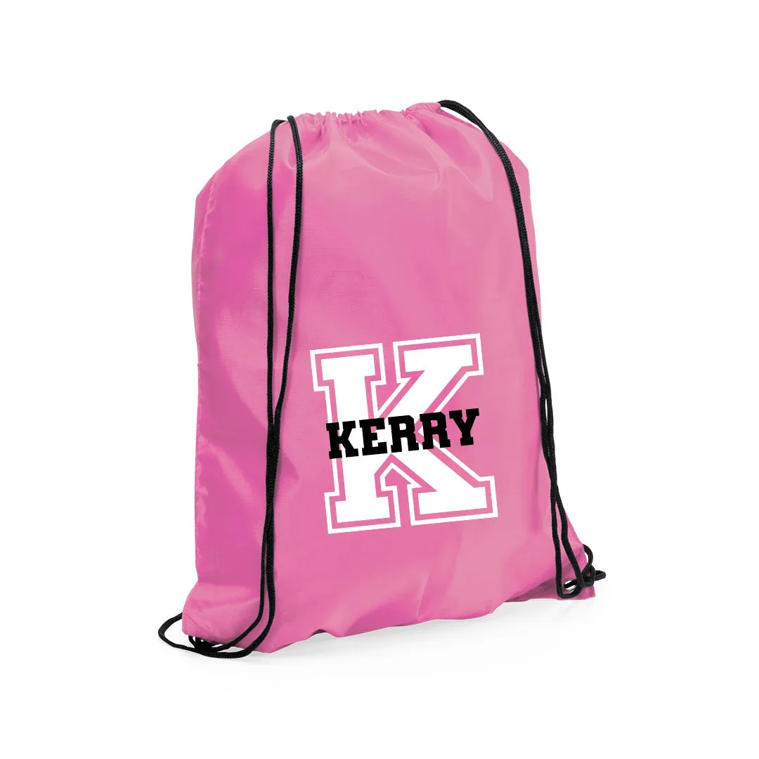 Personalised Large Initial & Name Drawstring Bag