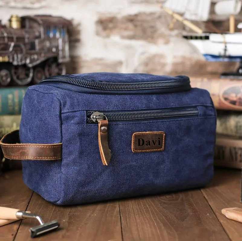 Personalized Groomsmen Gift, Dopp Kit Bag Customized Canvas Toiletry Bag Monogram Mens Toiletry Bag