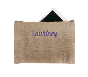 Personalized Jute Zipper Pouch