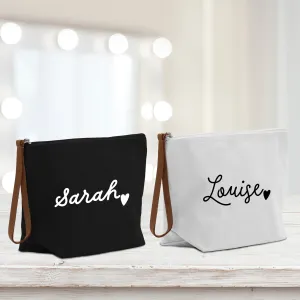 Personalized Name Cotton Canvas Accessory Pouch Small Custom Name Makeup Bag Birthday Gift for Her Travel Cosmetic Make Up Bag (MUB1002)