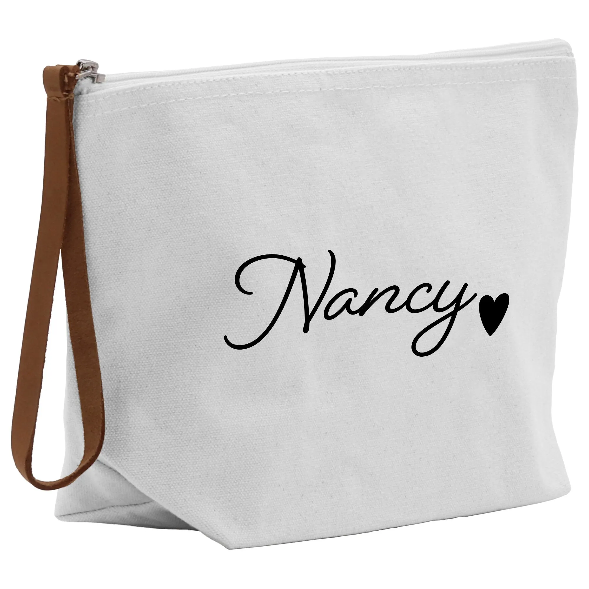 Personalized Name Cotton Canvas Accessory Pouch Small Custom Name Makeup Bag Birthday Gift for Her Travel Cosmetic Make Up Bag (MUB1002)