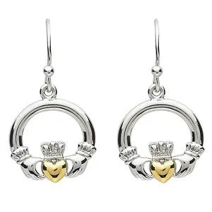 PlatinumWare Gold Heart Claddagh Earrings