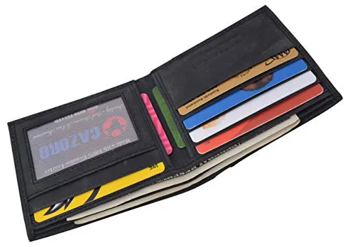 Real Leather Mens Bifold USA Wallet RFID Blocking Slim Minimalist Front Pocket ID Window US Design