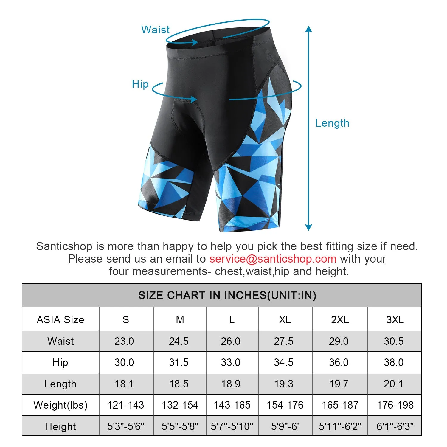 Santic Geometry Blue Men Cycling Shorts