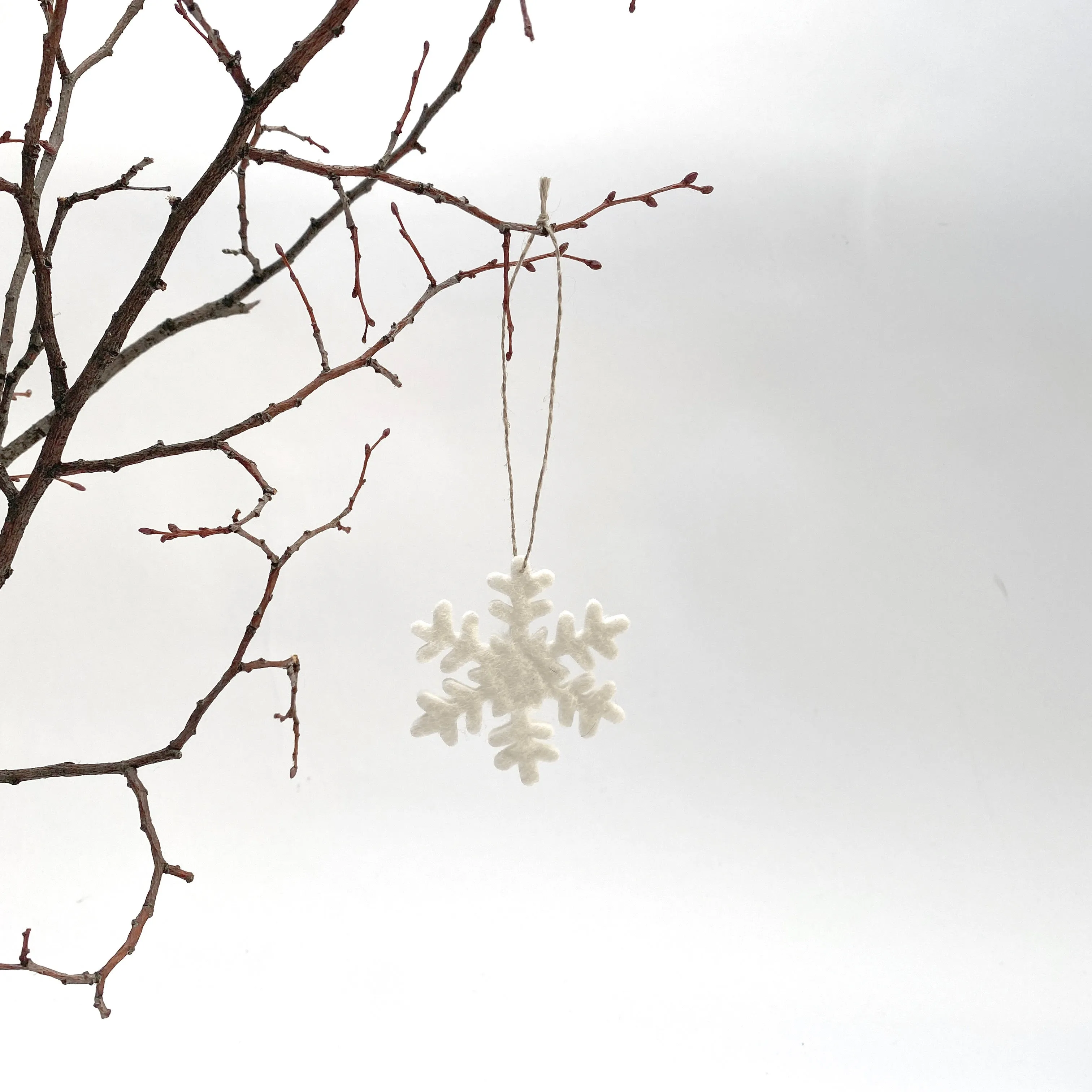 set of 3 felted wool snowflakes