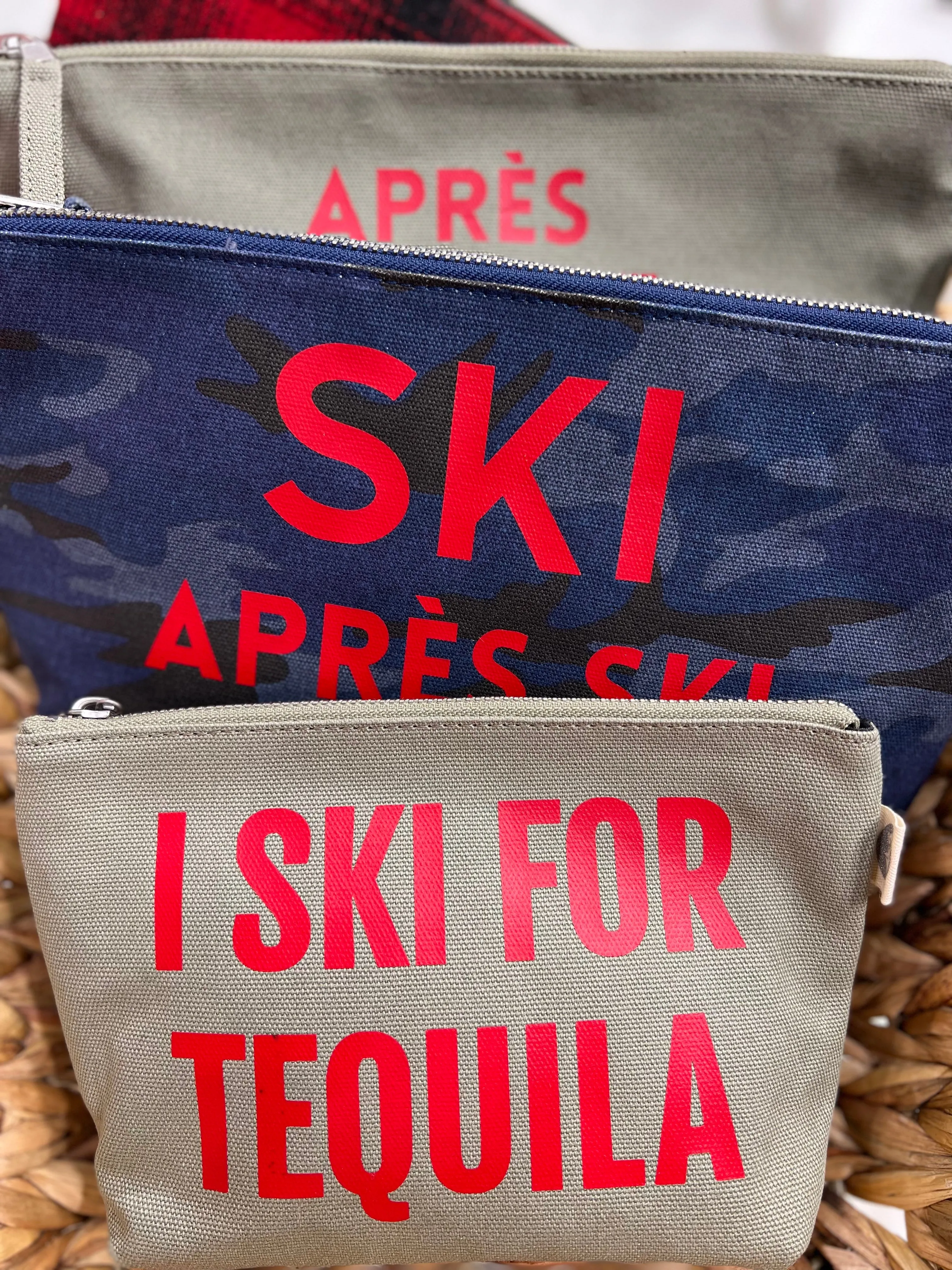 SKI Collection: Makeup Bag Olive with Red Matte I SKI FOR TEQUILA