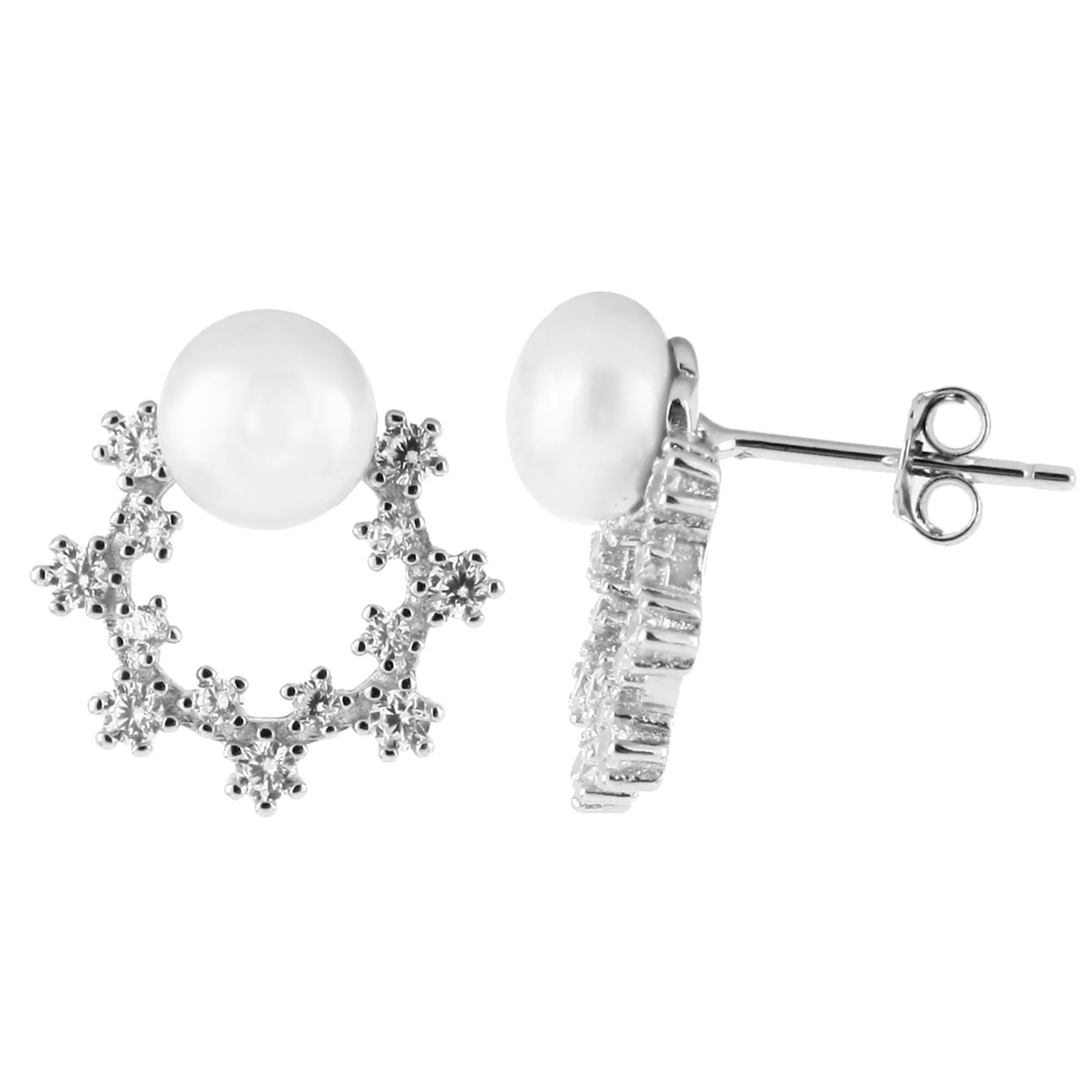 Splendid Pearls Fancy Horseshoe Shaped Pearl Stud Earrings