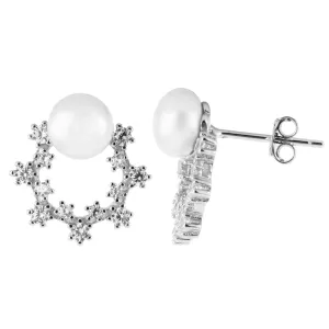 Splendid Pearls Fancy Horseshoe Shaped Pearl Stud Earrings