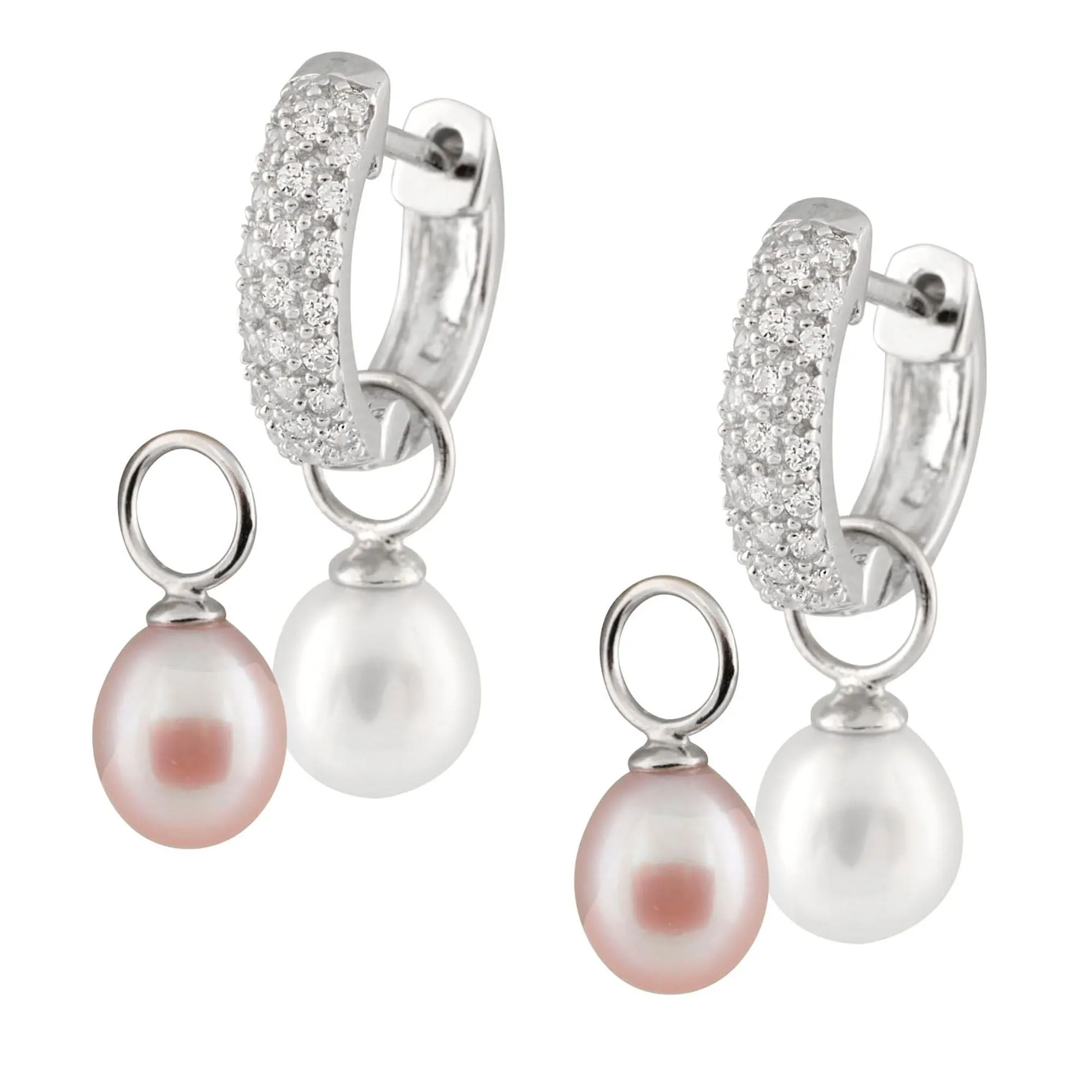 Splendid Pearls Sterling Silver Pearl Earrings ESR-77WP