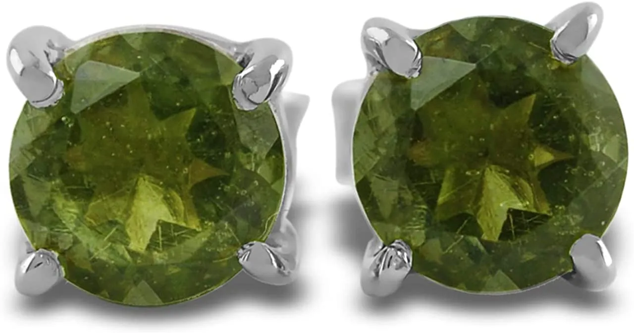 Starborn Faceted Moldavite 5 mm Sterling Silver Post Earrings