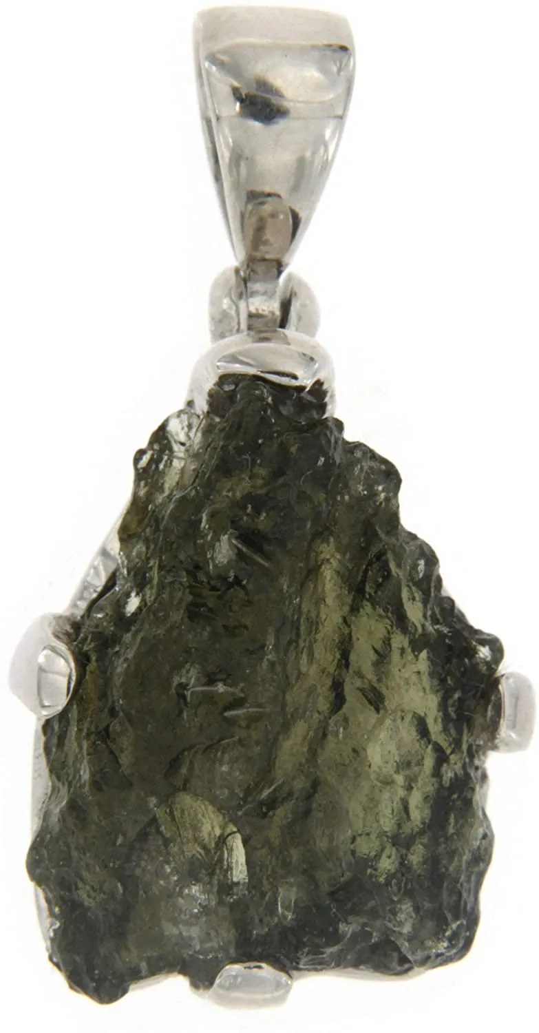 Starborn Natural 7-12 carat Moldavite Sterling Silver Pendant