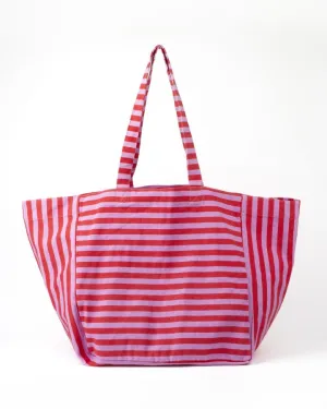 Stella and Gemma Shopper Bag - Red & Pink Stripe