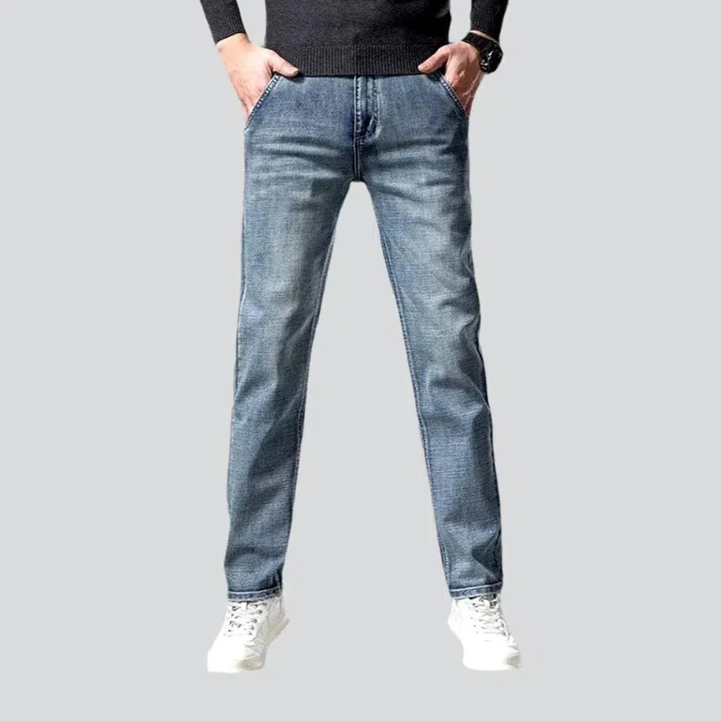 Stonewashed men's sanded jeans