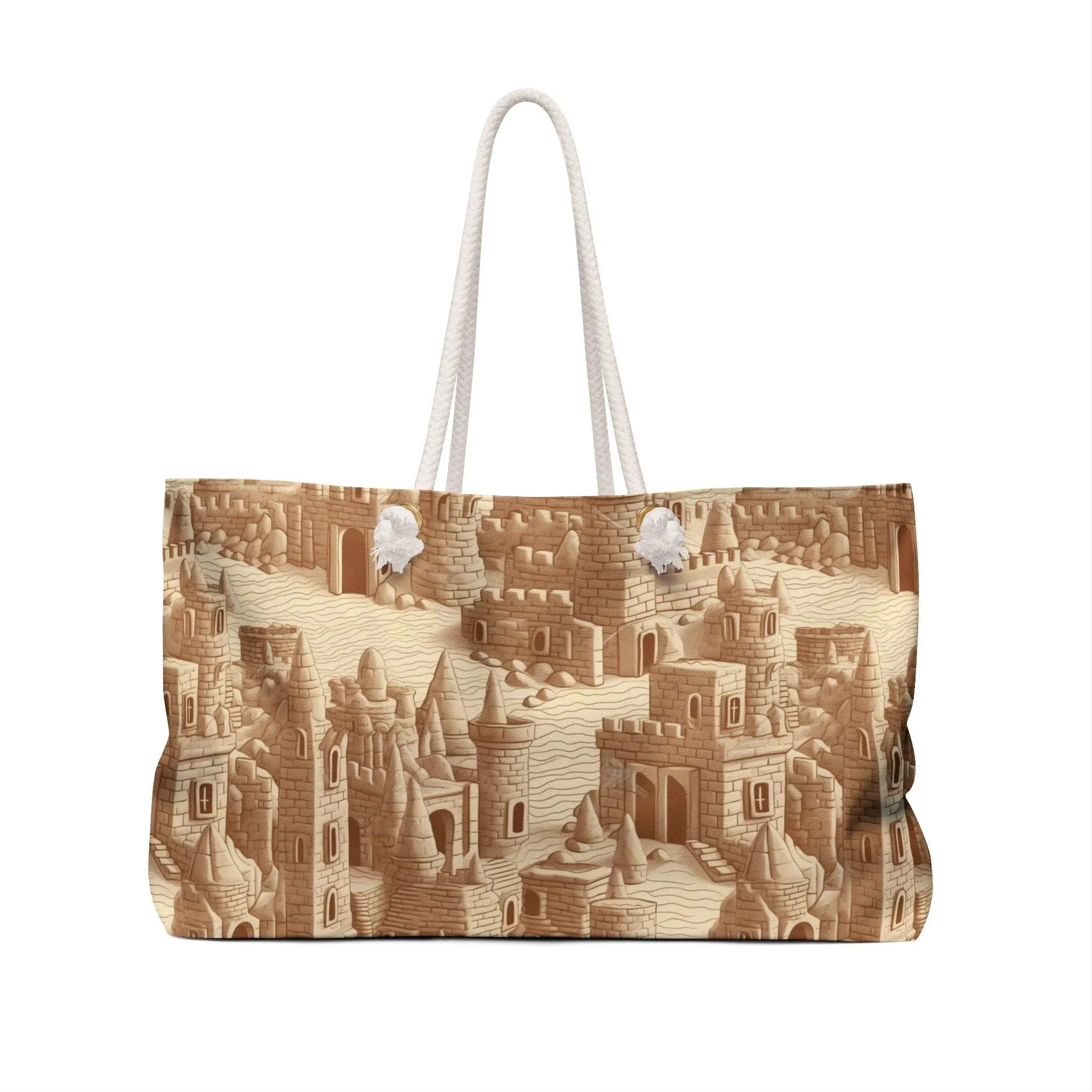 Stylish Sand Castle Design Canvas Weekender Tote