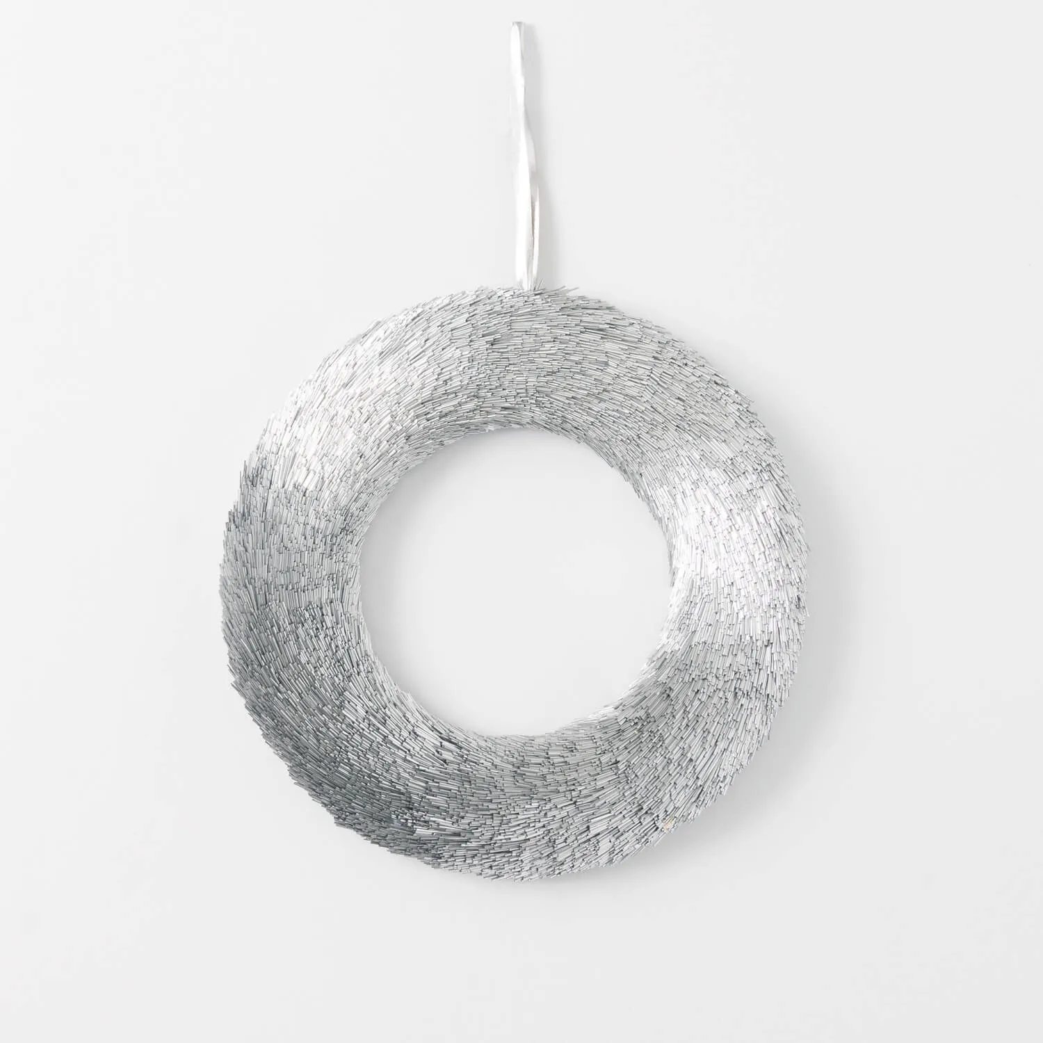 Textured Decorative Silver Metallic Holiday Wreath