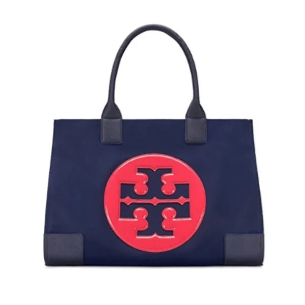 Tory Burch Ella Tote Colorblock Nylon Bag in Cherry/Navy - 36757