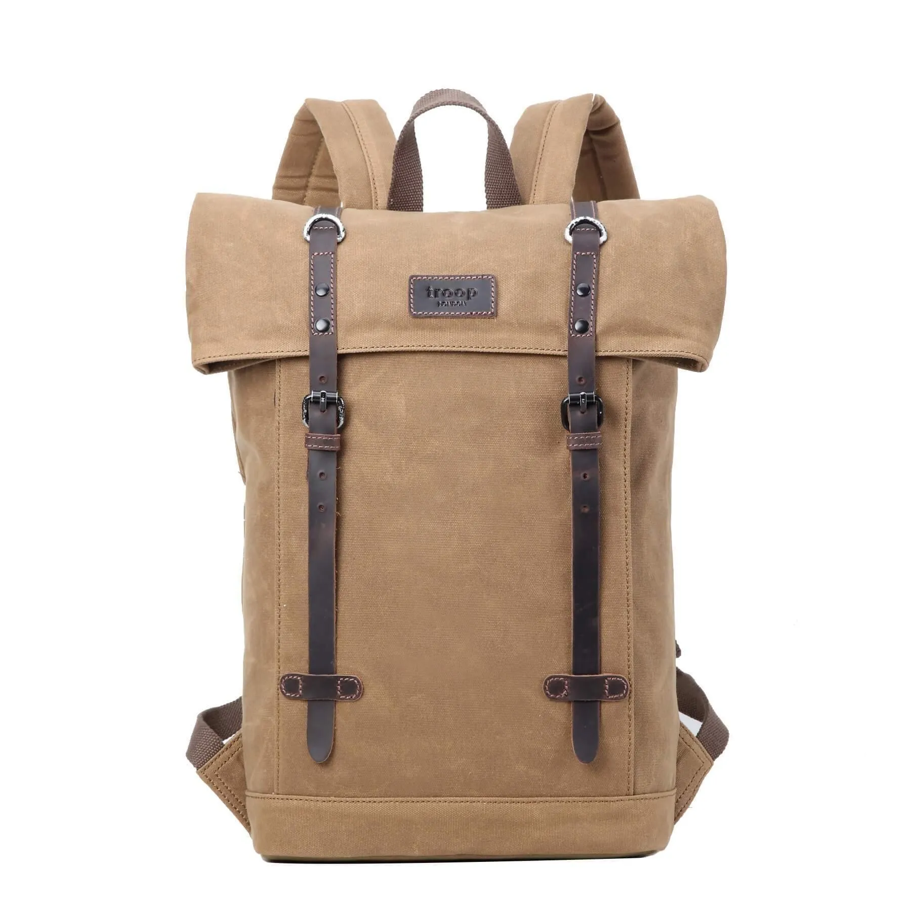 TRP0425 Troop London Heritage Canvas 15" Laptop Backpack, Smart Casual Daypack with Foldable Top