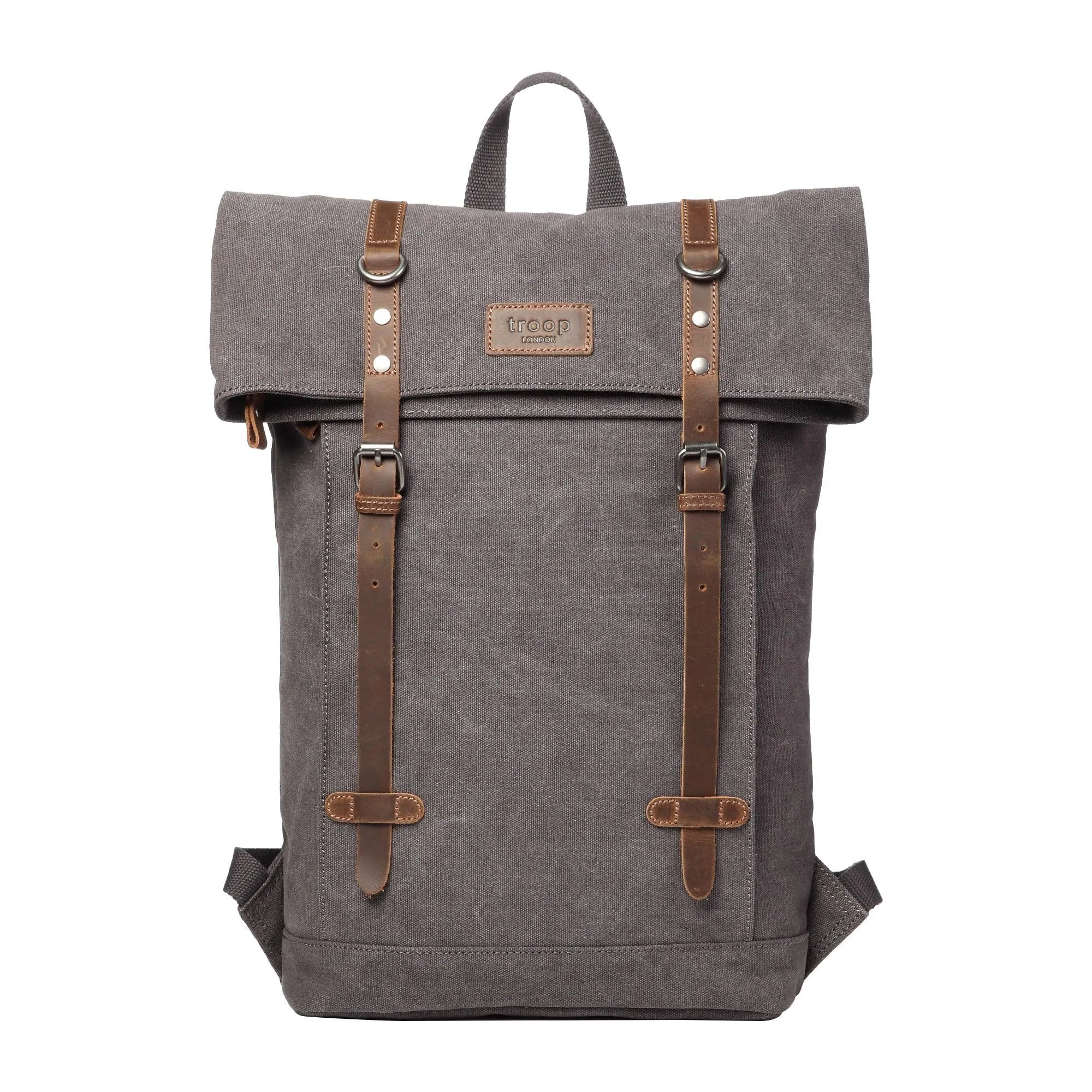 TRP0425 Troop London Heritage Canvas 15" Laptop Backpack, Smart Casual Daypack with Foldable Top