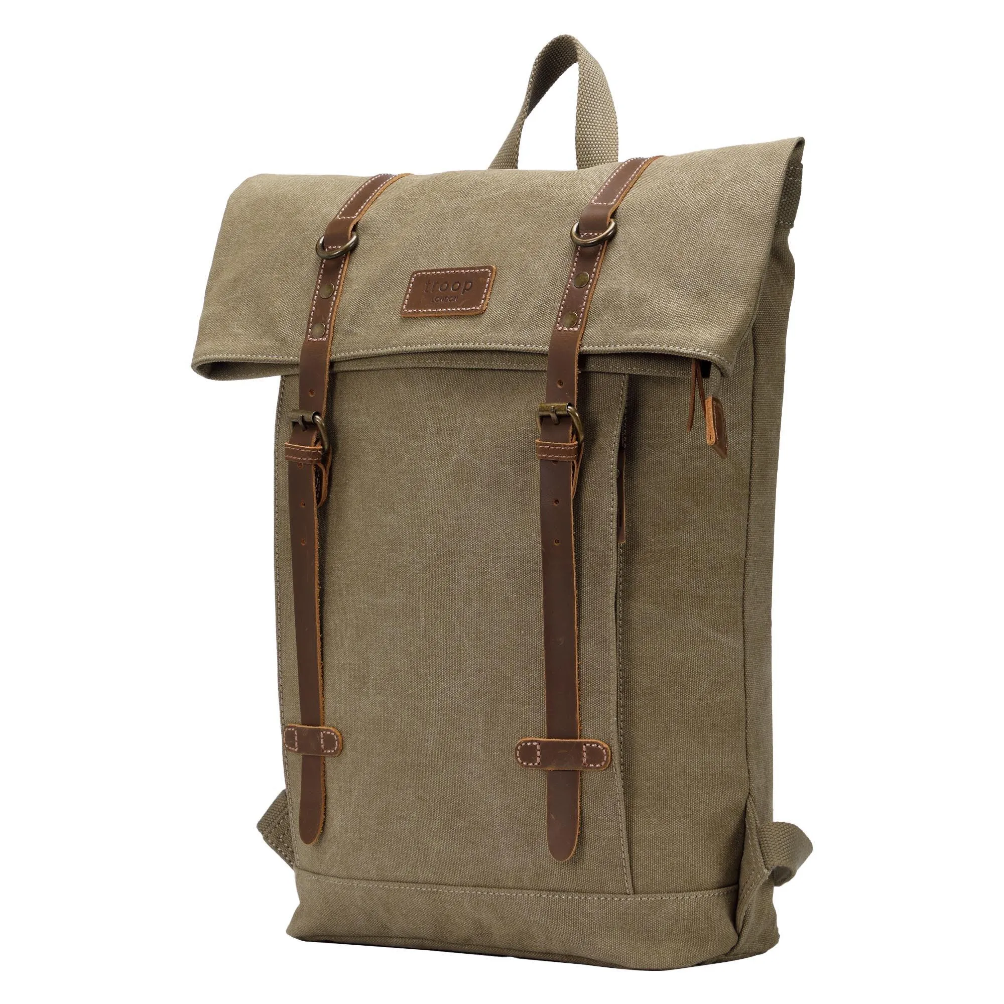 TRP0425 Troop London Heritage Canvas 15" Laptop Backpack, Smart Casual Daypack with Foldable Top