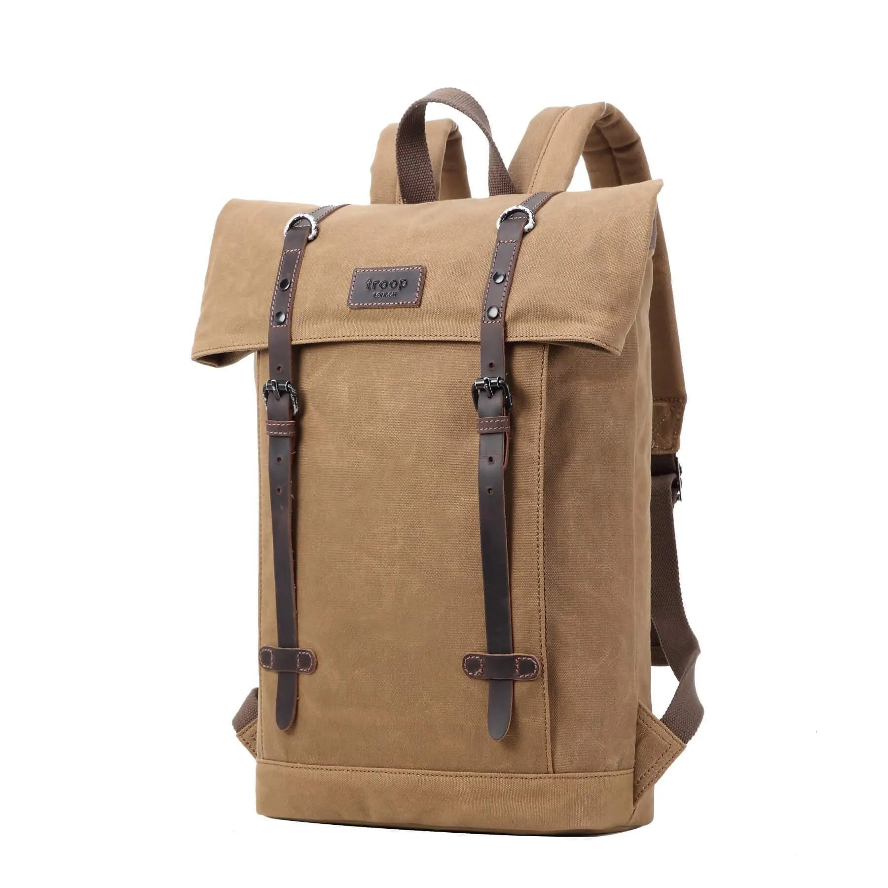 TRP0425 Troop London Heritage Canvas 15" Laptop Backpack, Smart Casual Daypack with Foldable Top