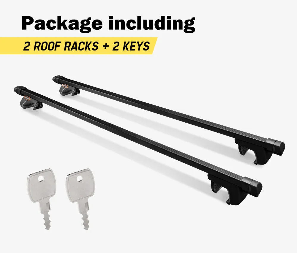 Universal Car Top Roof Rack Rail Cross Bars Aluminum 820-1490MM Lockable Black