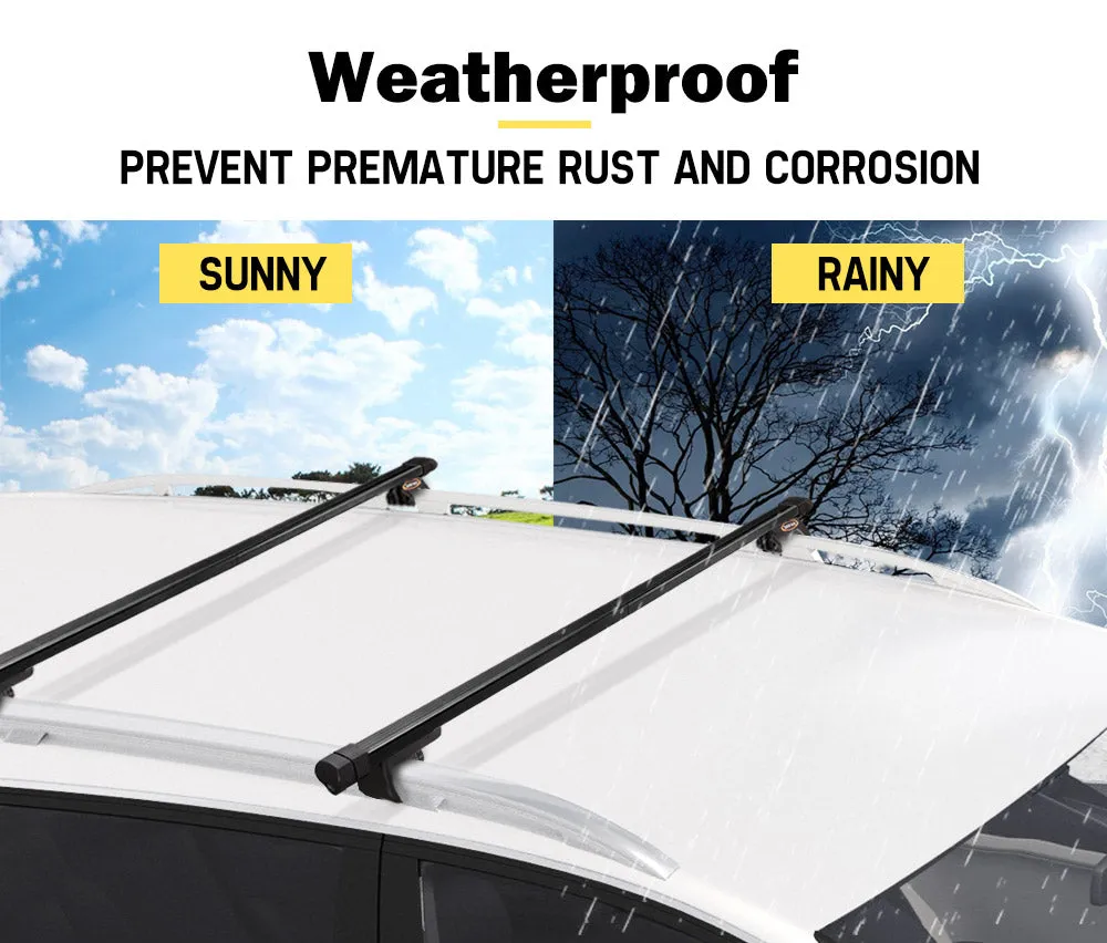 Universal Car Top Roof Rack Rail Cross Bars Aluminum 820-1490MM Lockable Black