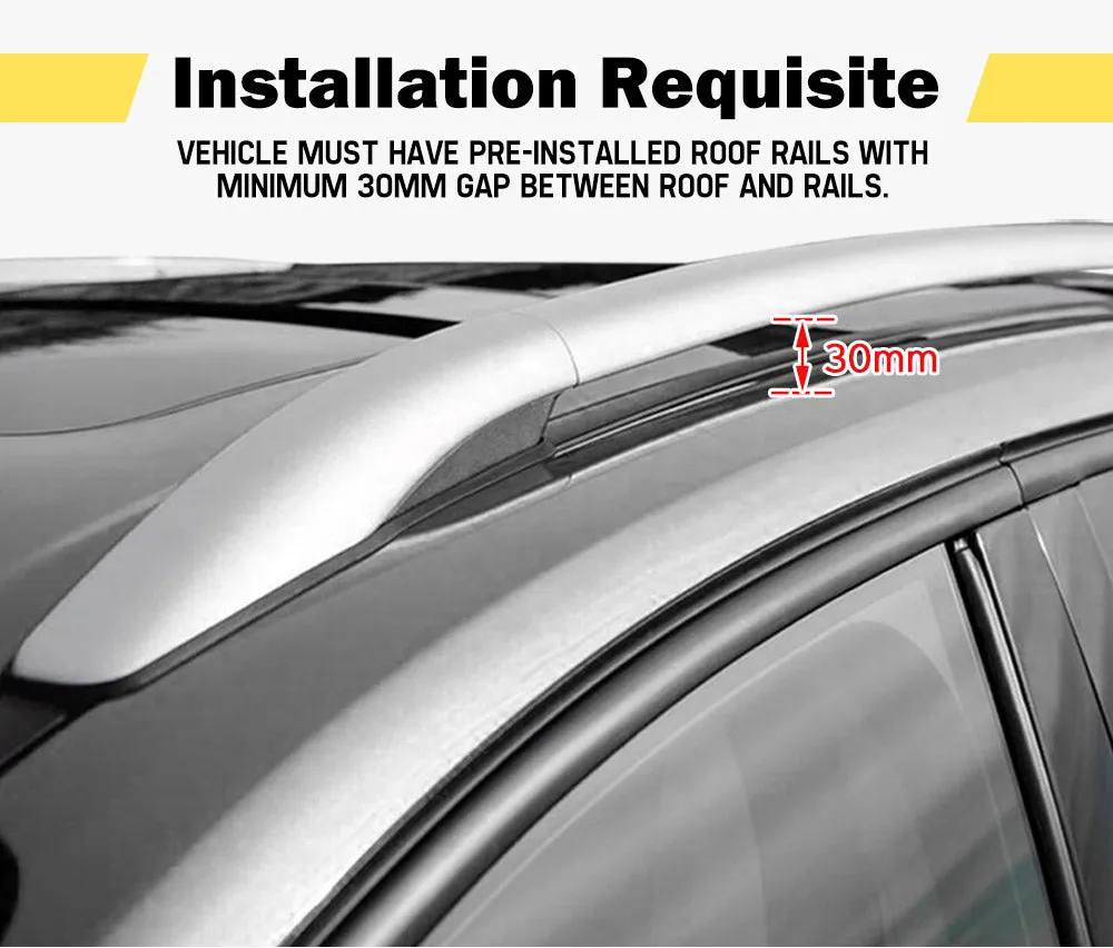 Universal Car Top Roof Rack Rail Cross Bars Aluminum 820-1490MM Lockable Black