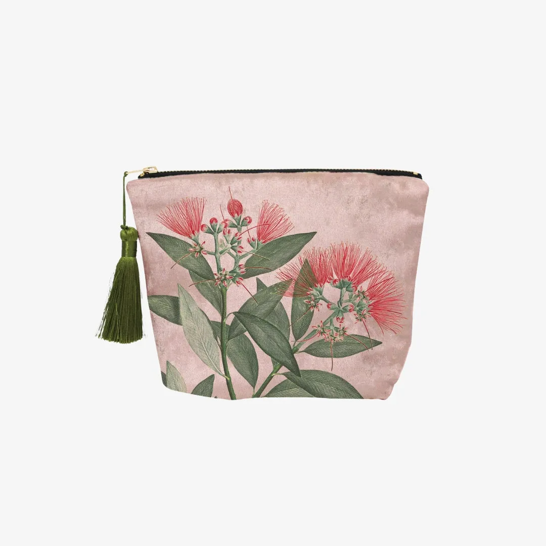 Velvet Cosmetic Bag - Vintage Botanical Pohutukawa