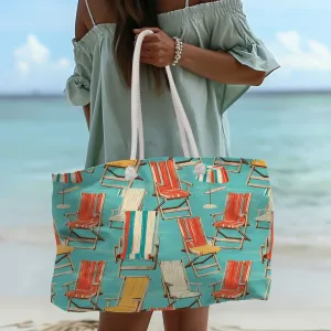 Vintage Beach Chairs Canvas Weekender Tote