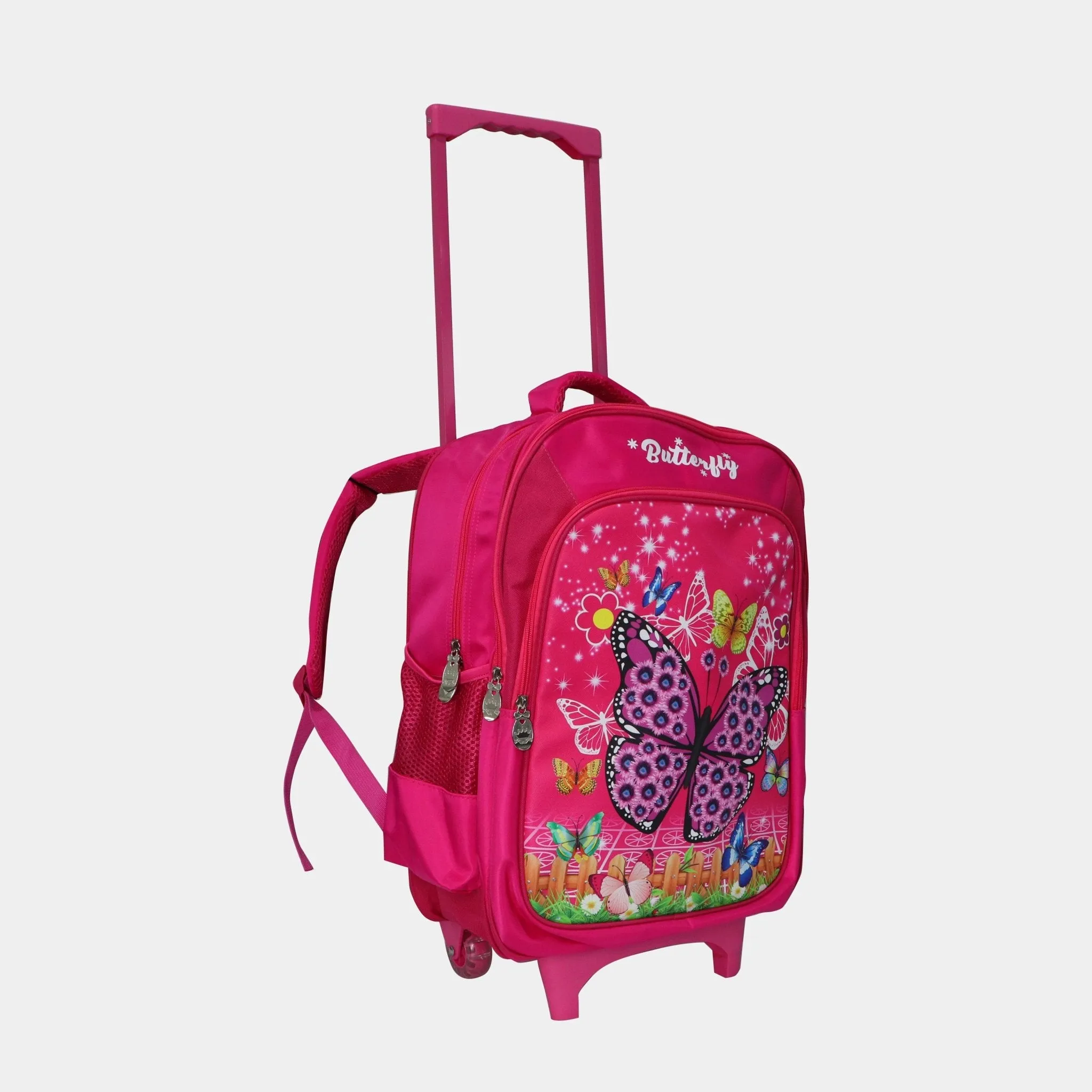 Wheeled School Bags Set of 3-Pink Berry Butterfly