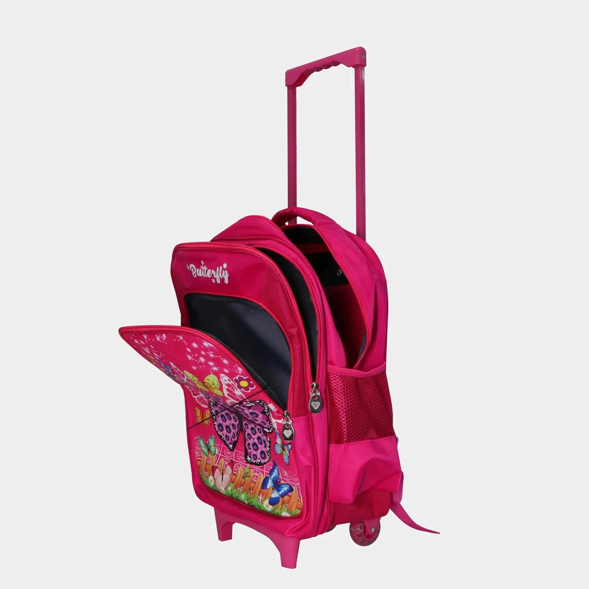 Wheeled School Bags Set of 3-Pink Berry Butterfly