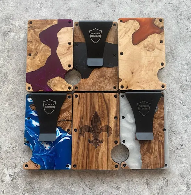 Wood and Resin Smart Wallet (Blue and Black)