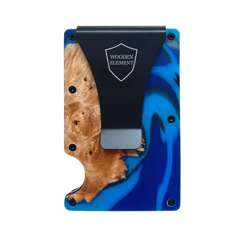 Wood and Resin Smart Wallet (Blue and Black)