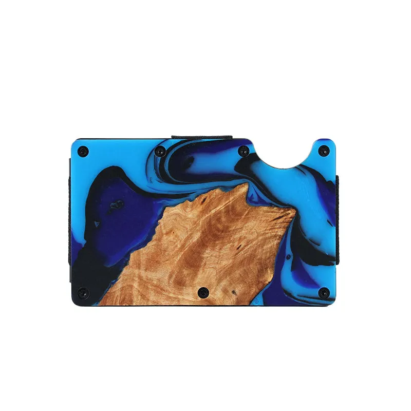 Wood and Resin Smart Wallet (Blue and Black)