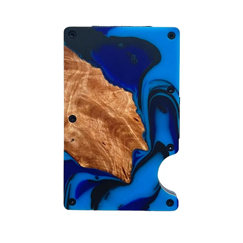 Wood and Resin Smart Wallet (Blue and Black)