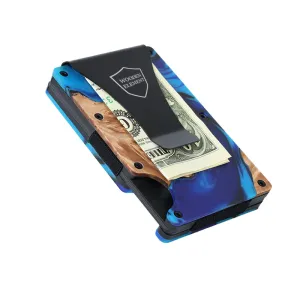 Wood and Resin Smart Wallet (Blue and Black)