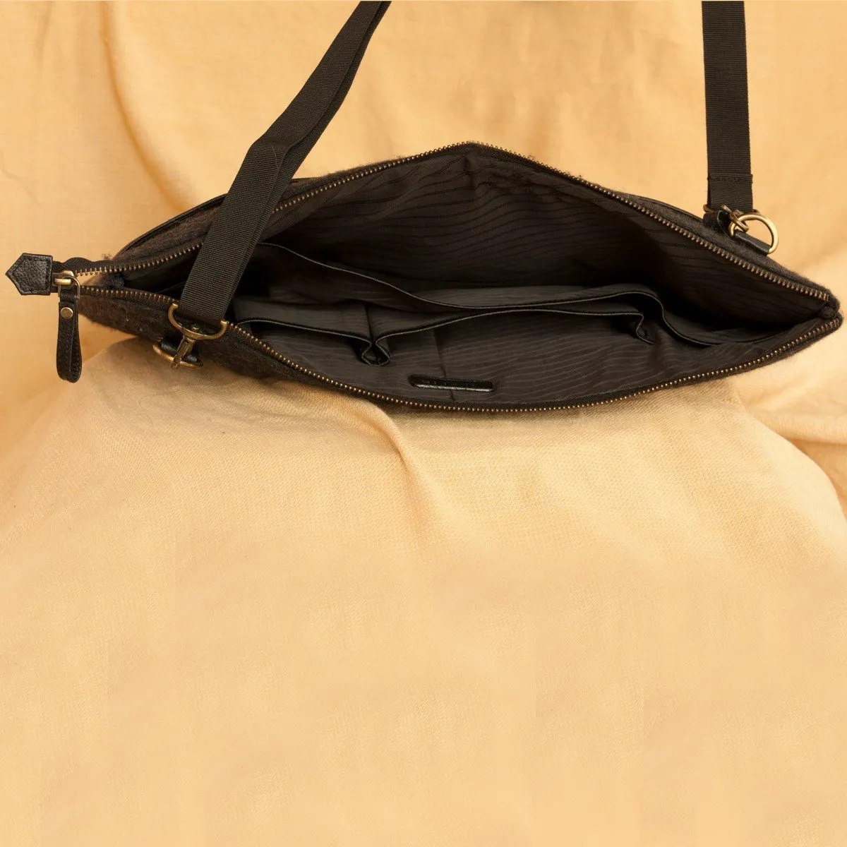 Wool Felt Genuine Leather Laptop Bag