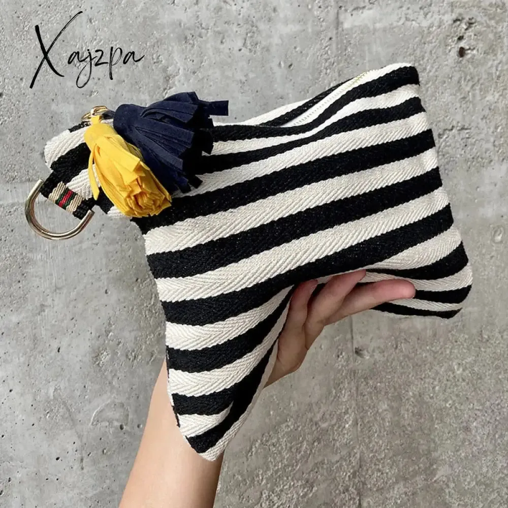 Xajzpa - Makeup Bag Women Cosmetic Case Striped Female Necessary Storage Make Up Cases Toiletry Organizer Travel Phone Purse Clutch Bag