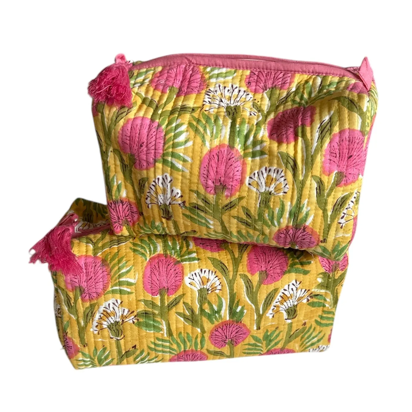 Yellow/Pink cosmetic bag (large)